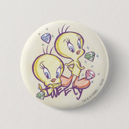 TWEETY™ met Pareltjes Ronde Button 5,7 Cm (Voorkant)
