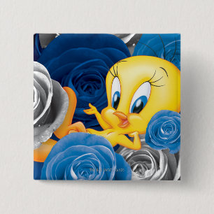 Tweety Met Rozen Vierkante Button 5,1 Cm