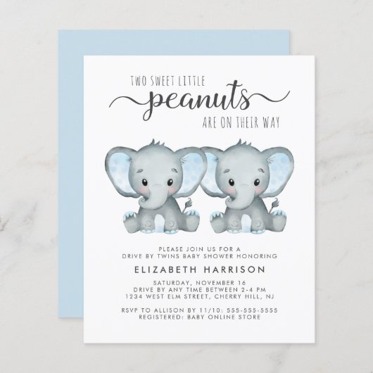 Tweevoudig babydrager met schoeisel Uitnodiging (Voorkant / Achterkant)