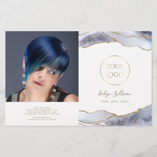 Tweevoudig brochure grijs blauw agaat (Voorkant)