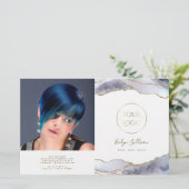 Tweevoudig brochure grijs blauw agaat (Staand voorkant)