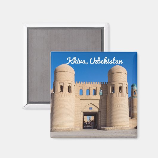 Tweevoudig getwijnd West Gate - Khiva, Oezbekistan Magneet (Voorkant / Achterkant)