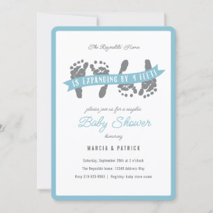 Tweevoudige dozen met blauw en grijs Baby shower Kaart