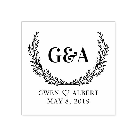 Tweevoudige Initialen en Names Wedding Monogram Rubberstempel (Afrduk)