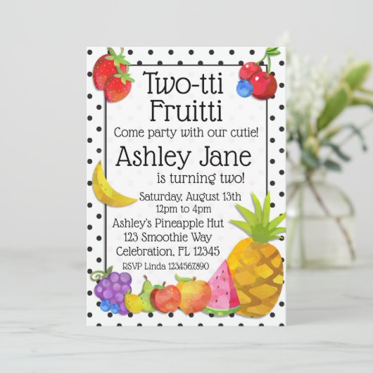 Tweevoudige tropische vruchten van de vruchtendag kaart (Staand voorkant)