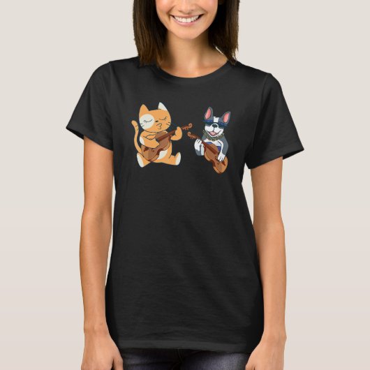 Tweevoudige tweeledige beugels van katten en honde t-shirt (Voorkant)
