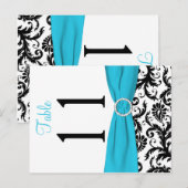Tweezijdig Aqua, zwart, wit Damask tafelnummer (Voorkant / Achterkant)
