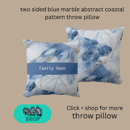 Tweezijdig blauw marmer abstract kustpatroon kussen