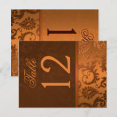 Tweezijdig Bruin en Koperdamast Tafelnummer (Voorkant / Achterkant)