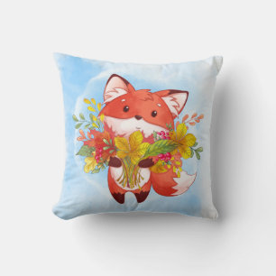 Tweezijdig Cute Red Fox met valleien, paraplu Kussen