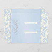 Tweezijdig Ivoor en Blauw Damast Tafelnummer (Voorkant / Achterkant)