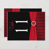 Tweezijdig rood en zwart gestreept tafelnummer (Voorkant / Achterkant)