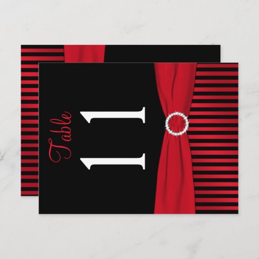 Tweezijdig rood en zwart gestreept tafelnummer (Voorkant / Achterkant)
