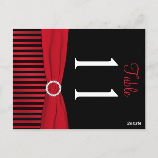 Tweezijdig rood en zwart gestreept tafelnummer (Achterkant)