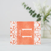 Tweezijdig Sinaasappel en wit Damask Tafelnummer (Staand voorkant)