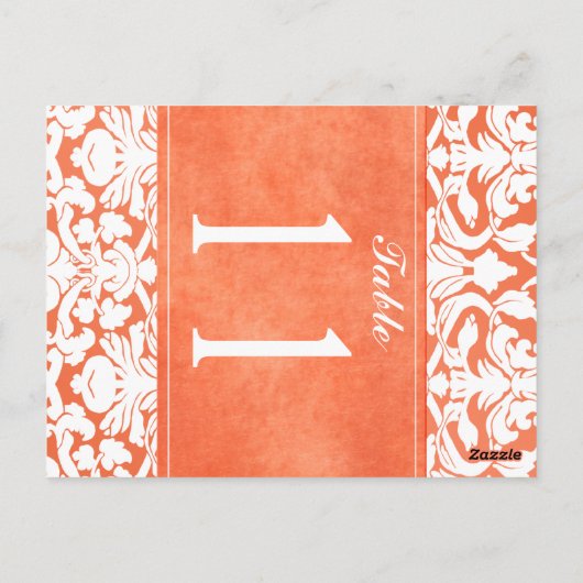 Tweezijdig Sinaasappel en wit Damask Tafelnummer (Achterkant)