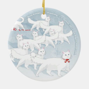Tweezijdig Steigeren van negen Katten… Keramisch Ornament