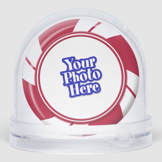 Tweezijdige Foto Pepermunt Swirl Stripe Snoep Sneeuwbol (Achterkant)