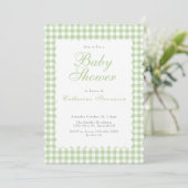 Tweezijdige Groene Baby Shower Uitnodiging (Staand voorkant)