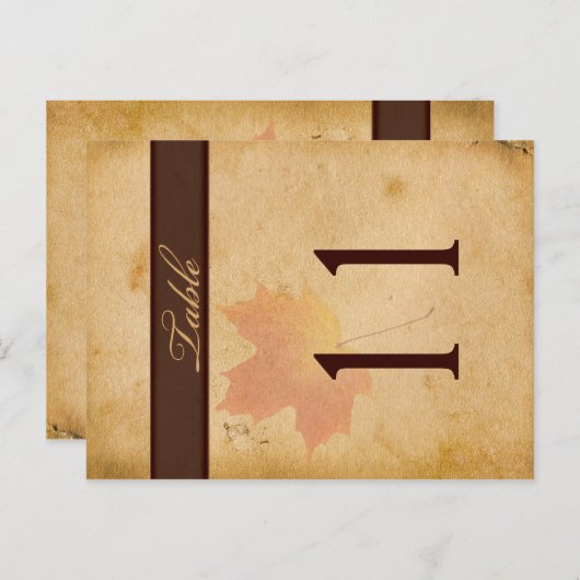 Tweezijdige herfstbladeren op verouderd papieren t briefkaart (Voorkant / Achterkant)