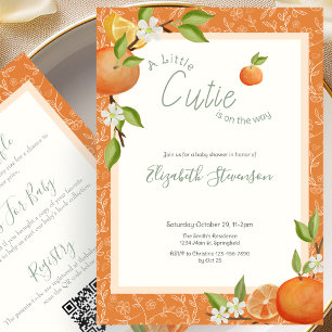 Tweezijdige Little Cutie Baby Shower Uitnodiging