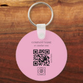 Tweezijdige Logo QR Code Roze Sleutelhangers (Achterkant)