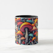 Tweezijdige Magische Paddenstoelen Retro Mok (Midden)