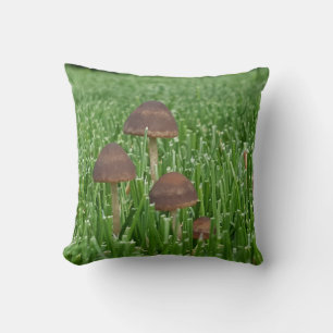 Tweezijdige print Paddenstoelen en Gras Kussen