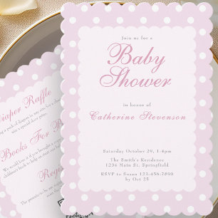 Tweezijdige Roze Stippen Baby Shower Uitnodiging