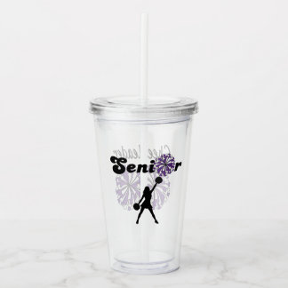 Tweezijdige Senior Cheerleader Paars & Wit Acryl Drinkbeker