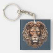 Tweezijdige Steampunk Leeuw en Perzisch Kattenplei Sleutelhanger (Voorkant)
