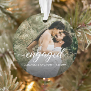 Tweezijdige Verloving Foto Persoonlijk Ornament