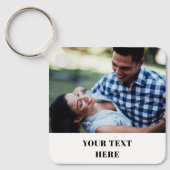 Tweezijdige Vierkante Foto Sleutelhanger - Uw Teks (Voorkant)