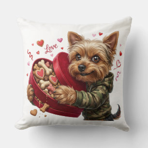 Tweezijdige Yorkie Valentijnskussen Liefde & Reb Kussen