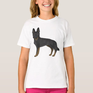 Tweezwarte Duitse Herdershond Cartoonhond Illustra T-shirt