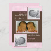 Tweins Girls Birth Announement Aankondiging (Voorkant / Achterkant)