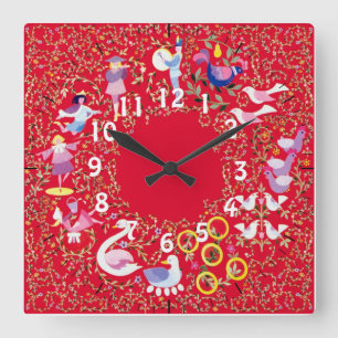Twelve days of Christmas clock Vierkante Klok