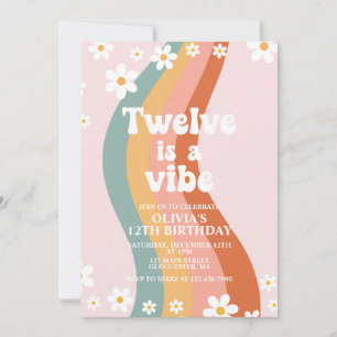 Twelve is a Vibe groovy regenboog 12e verjaardag I Kaart