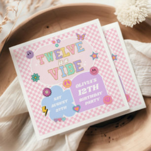 Twelve Is A Vibe Preppy Patch 12de verjaardagsfees Servet