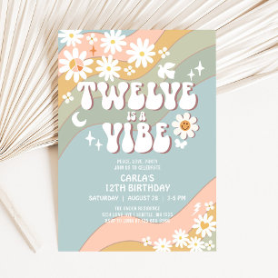 TWELVE is een Vibe Daisy Hippie 70s Retro Verjaard Kaart