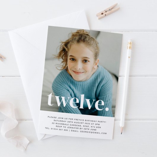 Twelve Photo Birthday Invitation Kaart