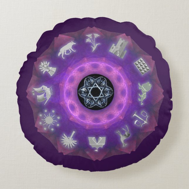 Twelve Tribes Rond Kussen (Voorkant)