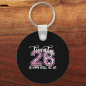 Twenty 26 2026 Happy New Year Leopard Pattern Wome Sleutelhanger (Voorkant)