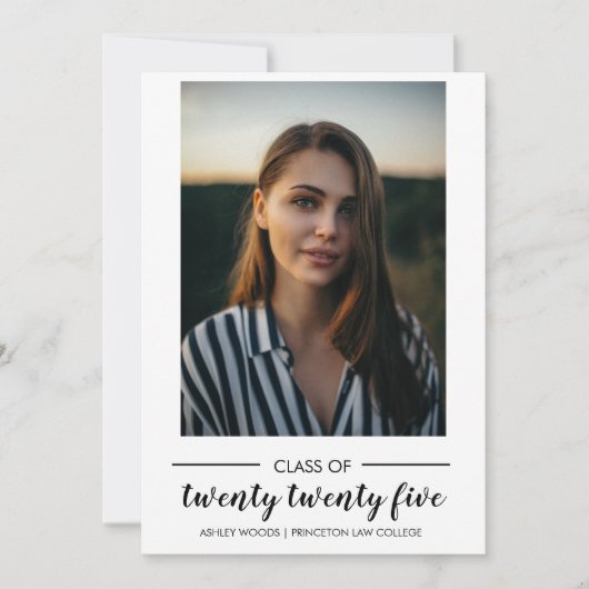 Twenty Fifty Script Eenvoudige Foto Afstuderen Aankondiging (Voorkant)