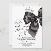 Twenty five Black Bow 25th Birthday Invitation (Devant)