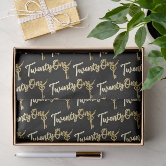 Twenty one gold on black birthday or annversary tissuepapier (Geschenk)
