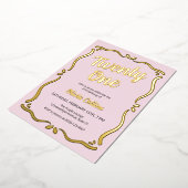 Twenty One Gold Script Blush Pink 21e verjaardag Folie Uitnodiging (Gedraaid)