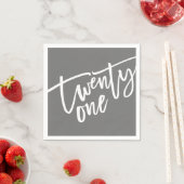 TWENTY-ONE modern script wit bewerkbare kleur 21st Servet (Insitu)