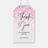 Twenty One Sparkling Hot Pink Glitter Dank u Cadeaulabel (Voorkant)