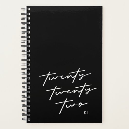 Twenty Twenty Two Zwart en Wit Script Planner (Voorkant)